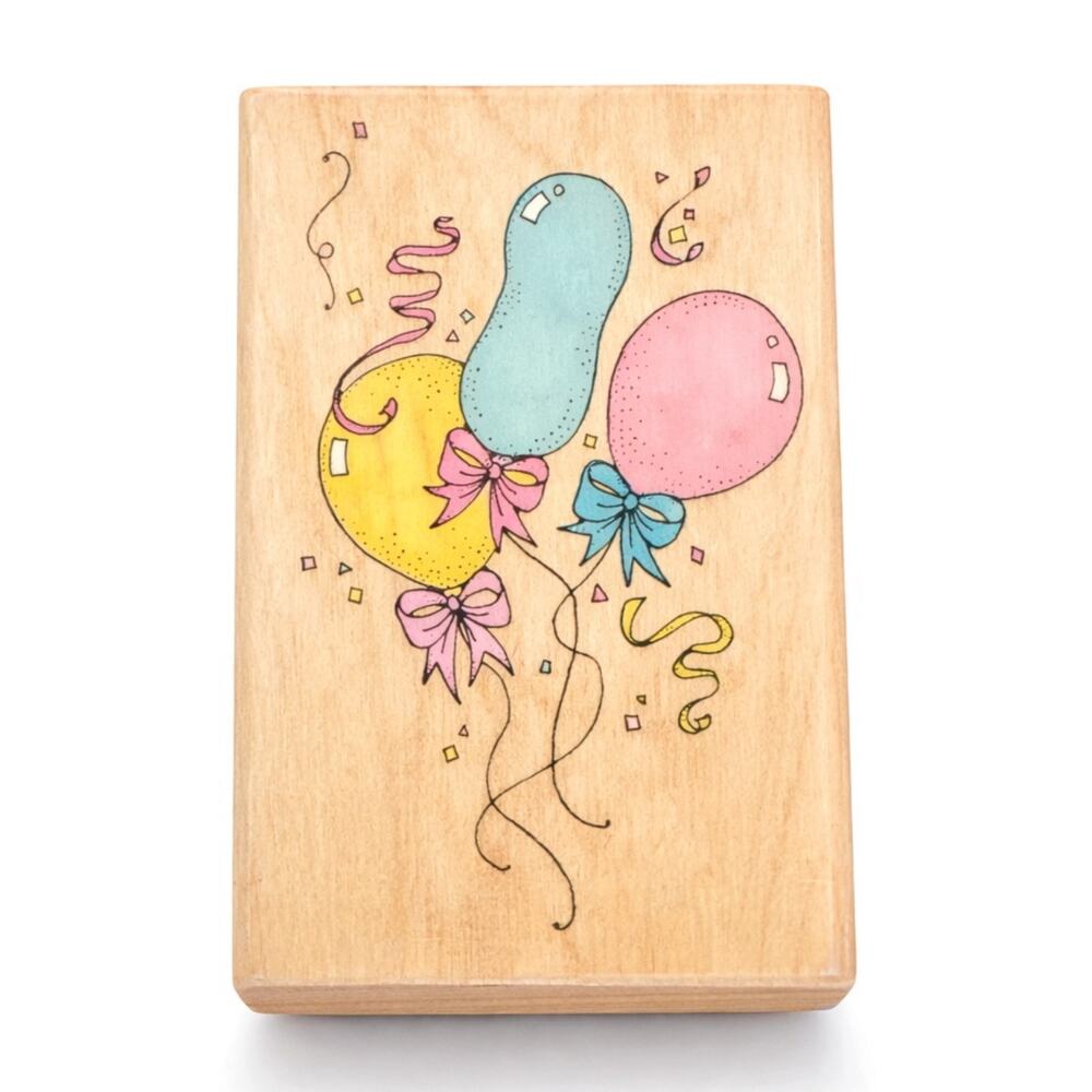 Hero Arts Vintage 1991 Bow Tied Balloons D418 Rubber Stamp